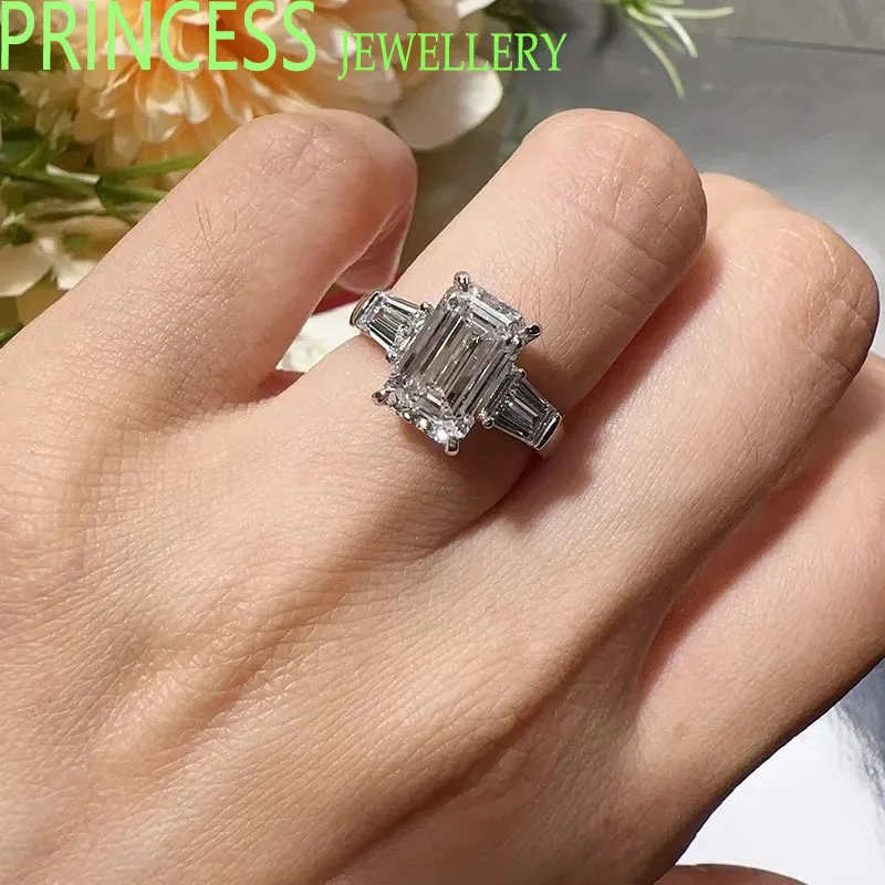 

1 2 3 4 5 6Carat Real Solid Au750 18K White Gold Ring Emerald shape Moissanite DiamondWomen Engagement Anniversary Wedding Ring