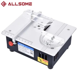 ALLSOME100W Mini Table Saw 63mm Lifting Adjustment Blade Small Woodworking Electric Bench Saw Model Craft 775 Motor Cutting Tool