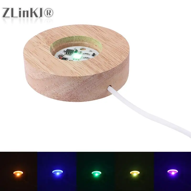 Wooden Lamp Base LED Light Base Lamp Holder Art Ornament Home Decoration Display Stand With Remote Control USB Home Decor