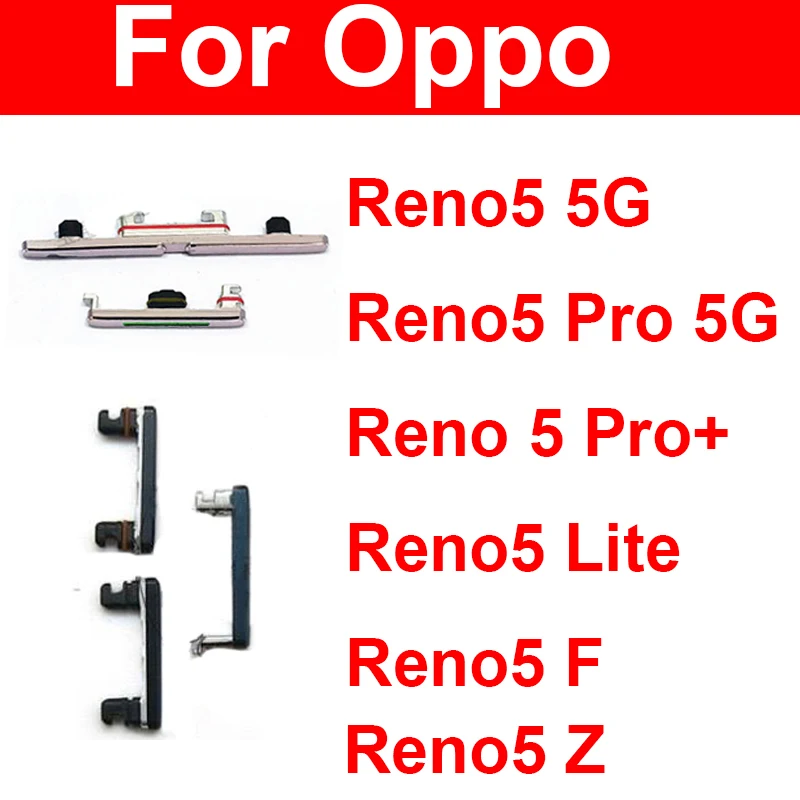 Botones laterales de volumen de energía para OPPO Reno 5 Pro Plus 5 Lite 5F 5Z 4G 5G On Off Power Volume Up Down Switch Key Parts