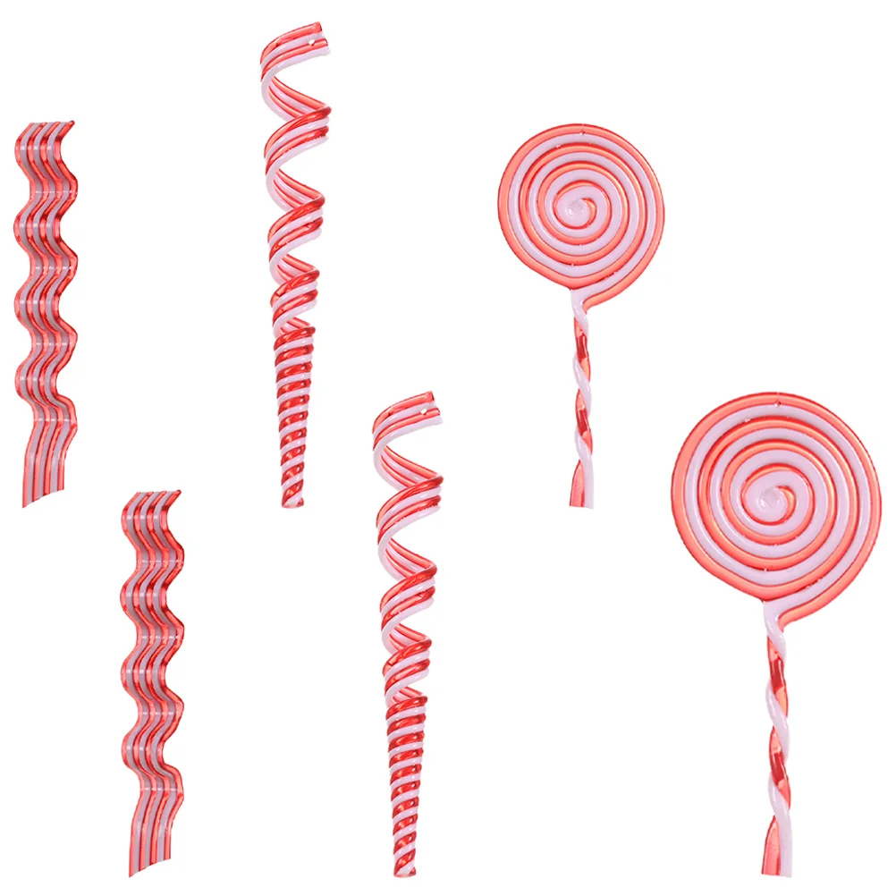 

6pcs Candy Pendant Lollipop Plastic Dessert Christmas Tree Cane Ornaments Holiday Party Supplies Adornments Decor