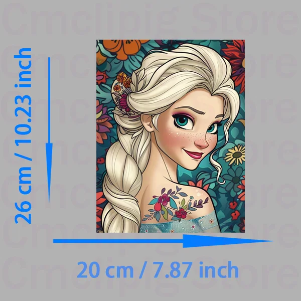 Frozen Elsa With flowers Clothing thermoadhesive patches vinyl stickers Flex fusible transfer stripes appliques