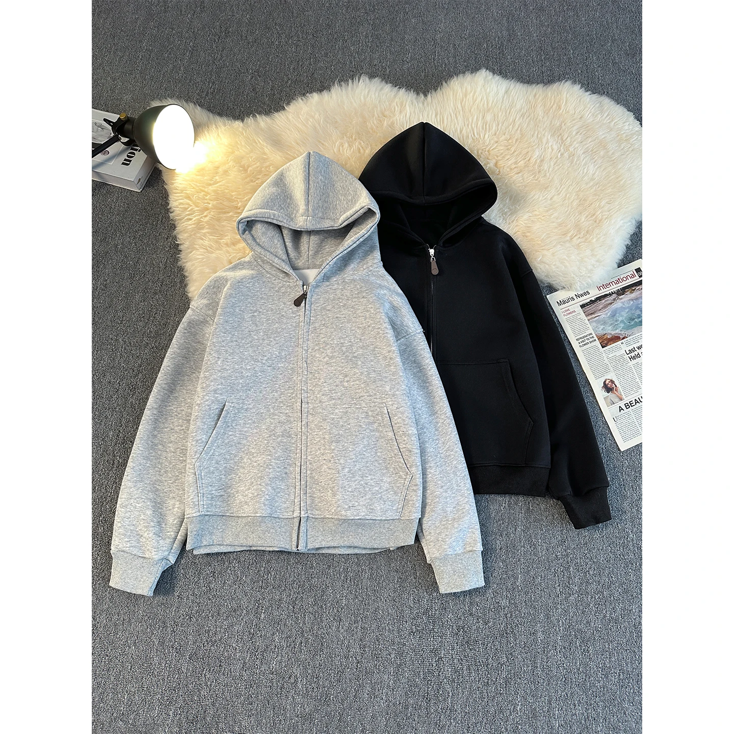 

Heavyweight ey Hoodie ex American Casual Teenage Boys Sports Zipper Open Cardigan Jaet Youth Trendy Knitted Long Sve