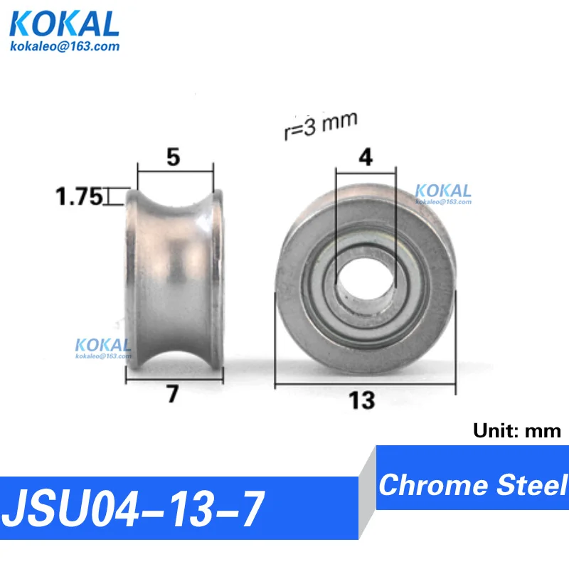 low noise U Groove metal steel deep groove ball bearing roller V Groove type track inner dia 4mm pulley wheel 0422 0416 4*22*6.5