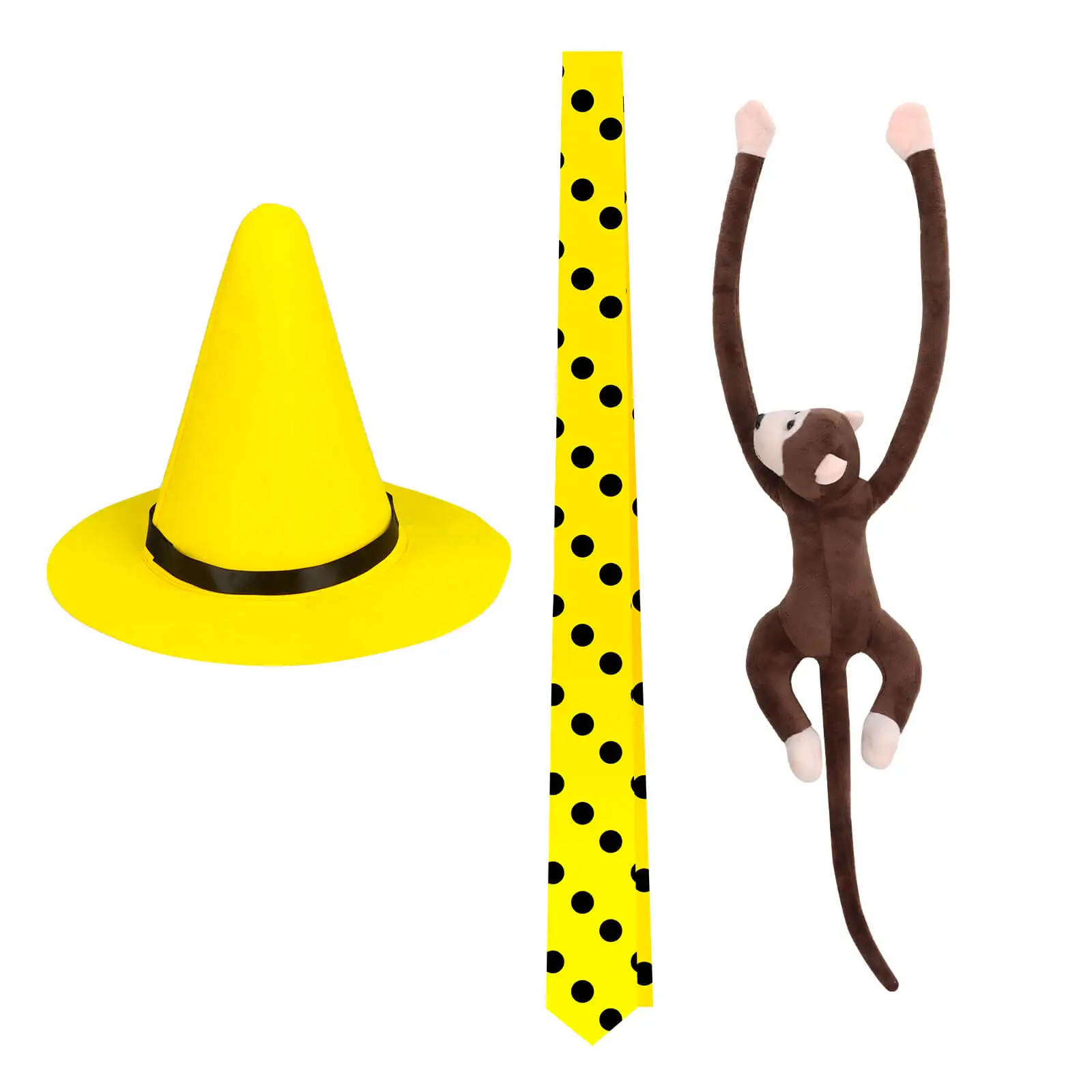 Curious George Hat Tie Monkey Toy Cosplay Props Movie Yellow Hat Ted Party Halloween Accessories