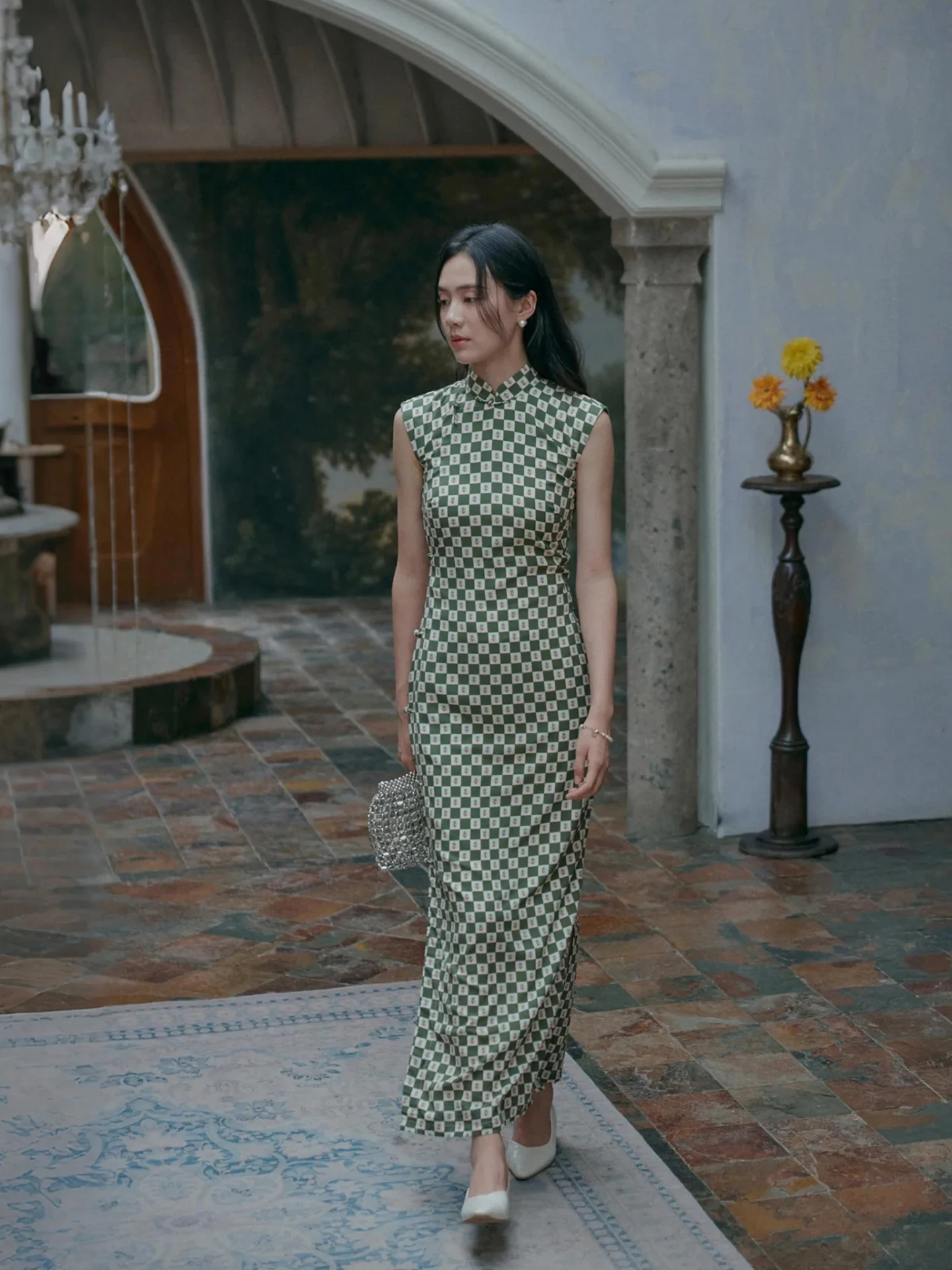 

Momei Long Silk Cotton Slit Skirt Traditional Chinese Costume Spring Summer ort Sve Full Button Front Daily Wear