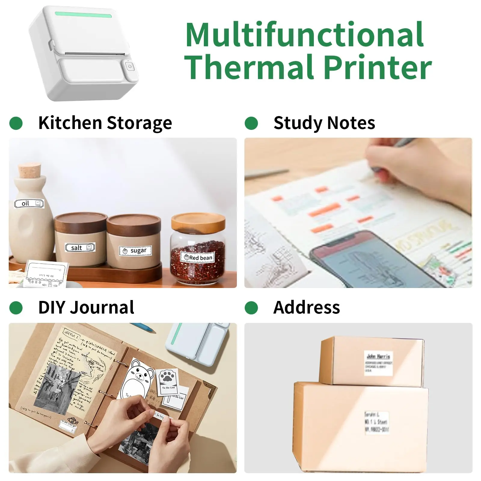 Kids Mini Portable Printer Wireless BT DIY Paiting Learning Wrong Questions Web Page Photo Printing HD Upgrated Picture Maker