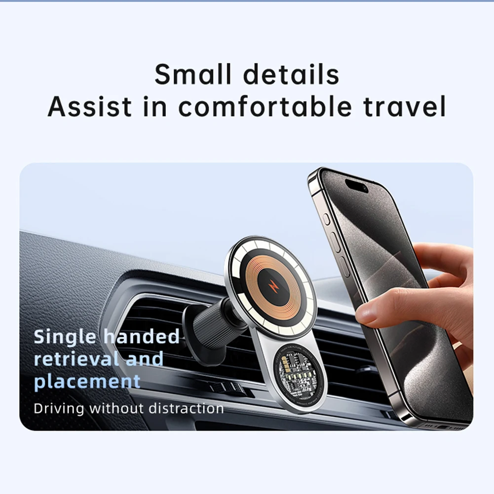 

New Car Wireless Charger Auto Air Vent Car Mount Phone Holder For iPhone Samsung Xiaomi Transparent 15W Fast Charging Station