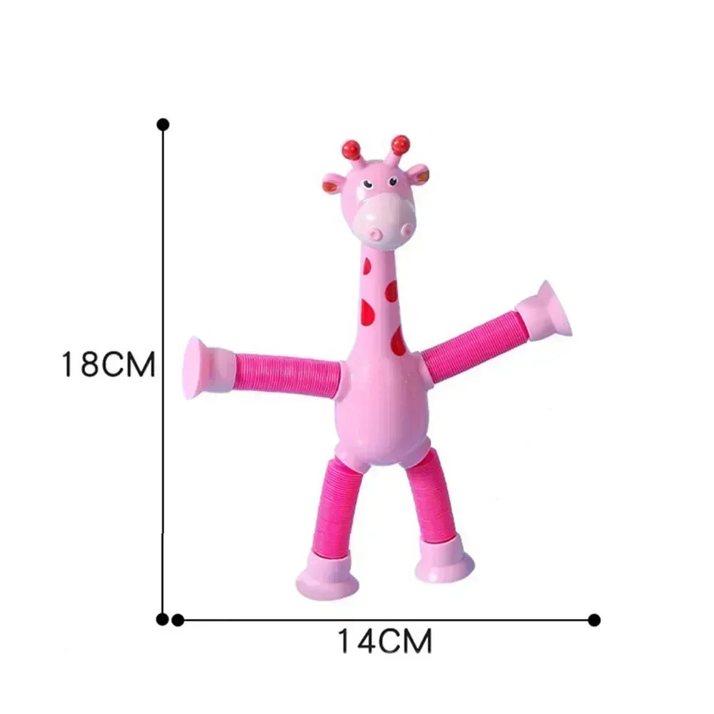 Children\'s Suction Cup Giraffe Toys Pop Tube Suction Cup Pipe Cups Telescopic Giraffe Children\'s Telescopic Tube Toys for Girls