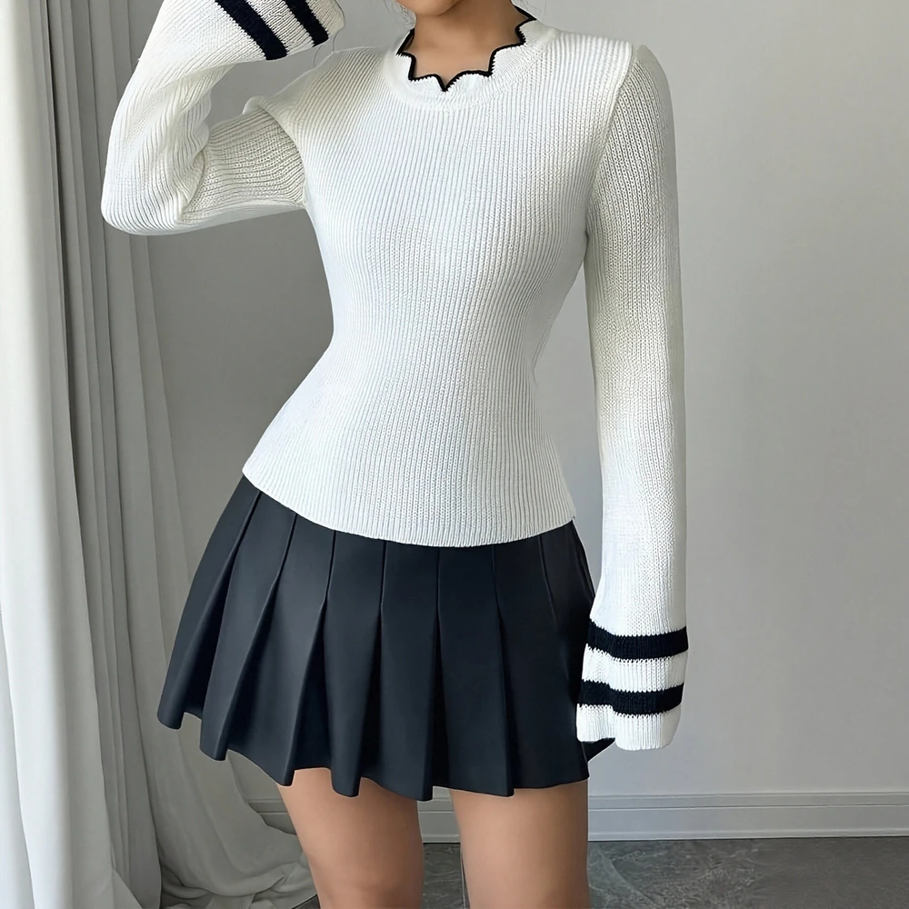 

Осенне-зимние свитера 2025 г., женские простые однотонные свитера с длинными рукавами и воротником-стойкой на пуговицах, повседневные удобные свитера