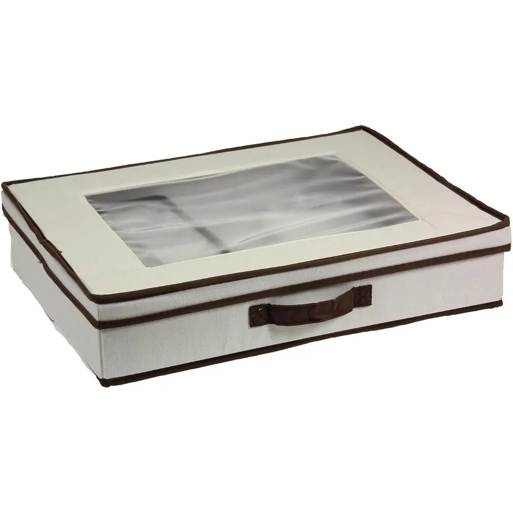 

Коробка Natural 545 Vision с крышкой и ручками | Набор для хранения текстиля на столешнице: холщовая ткань с коричневой отделкой