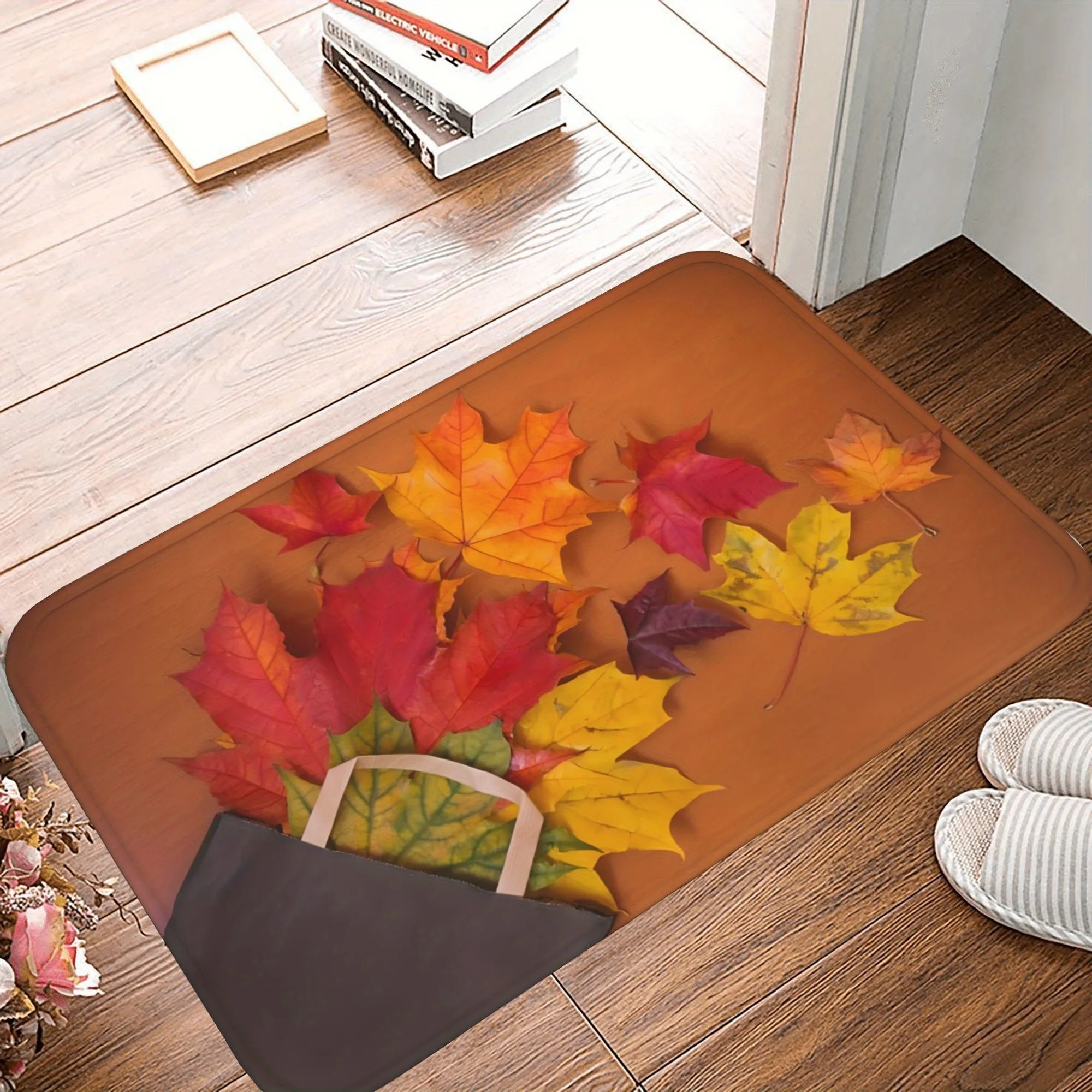 

1PC Autumn Leaves pattern Kitchen Rug Non-Slip Door Mat Pop design Bathroom Rug Bath Mat Carpet for Home Sink Laundry Decoreeree