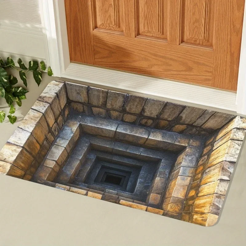 VIKAMA 2D Planar Optical Illusion Non-Slip Door Mat Indoor And Outdoor Dirt Resistant Door Mat Bedroom Laundry Area Floor Mat