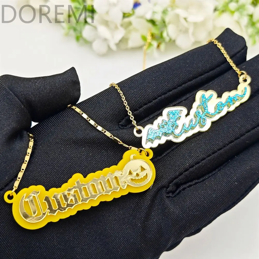 DOREMI Halloween Festival Holiday Gift Jewelry Personalized Carton Character Acrylic Name Necklace