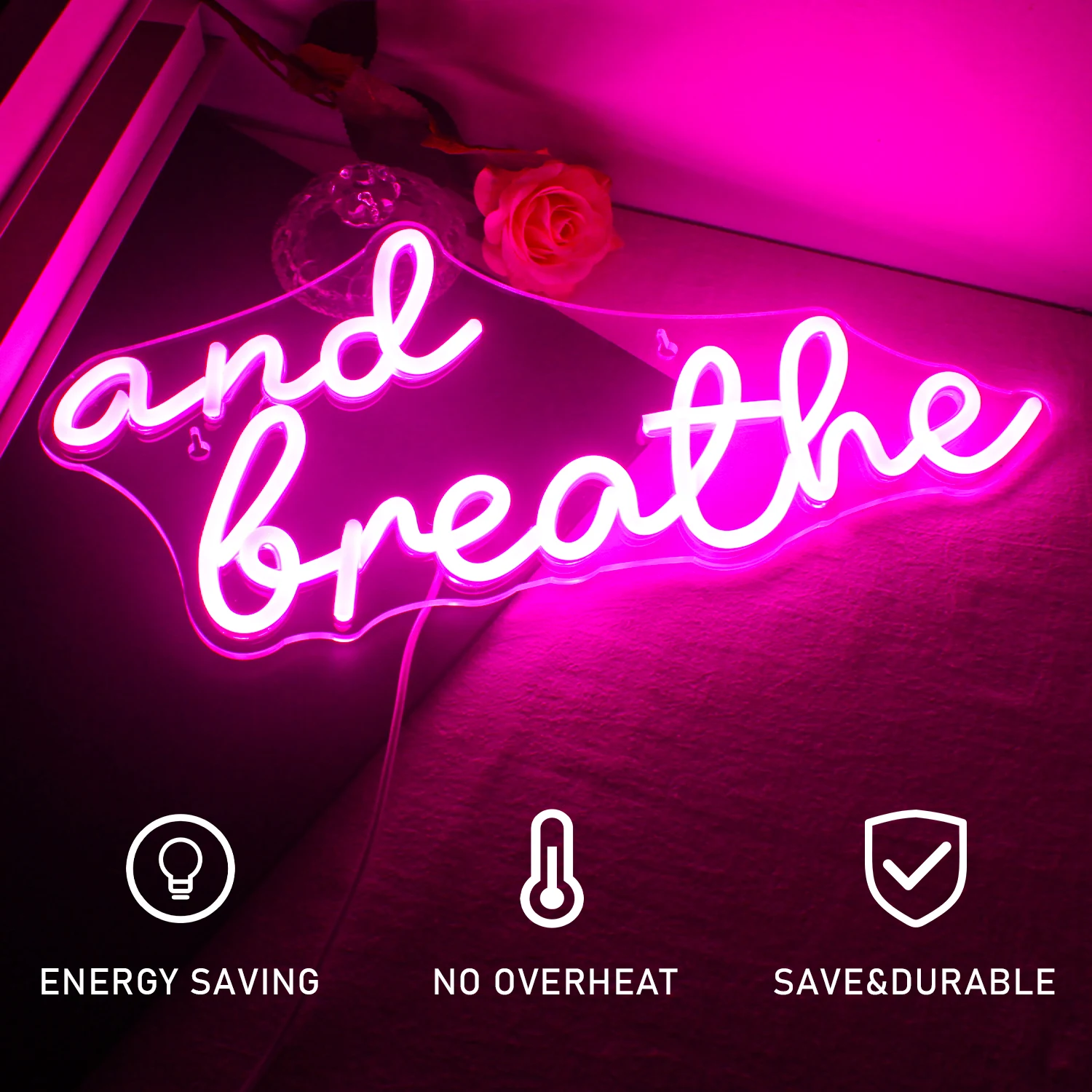 And breathe Pink Neon Sign customized Led Light Bedroom Arcade shop gamer Room Party Art aestheticv y2k Wall Decoration Gift