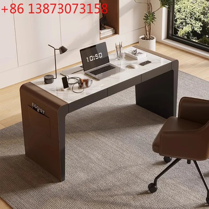 

Итальянский минималистичный письменный стол из каменной плиты, роскошный современный домашний рабочий стол, дизайнерское седло, кожаная спальня