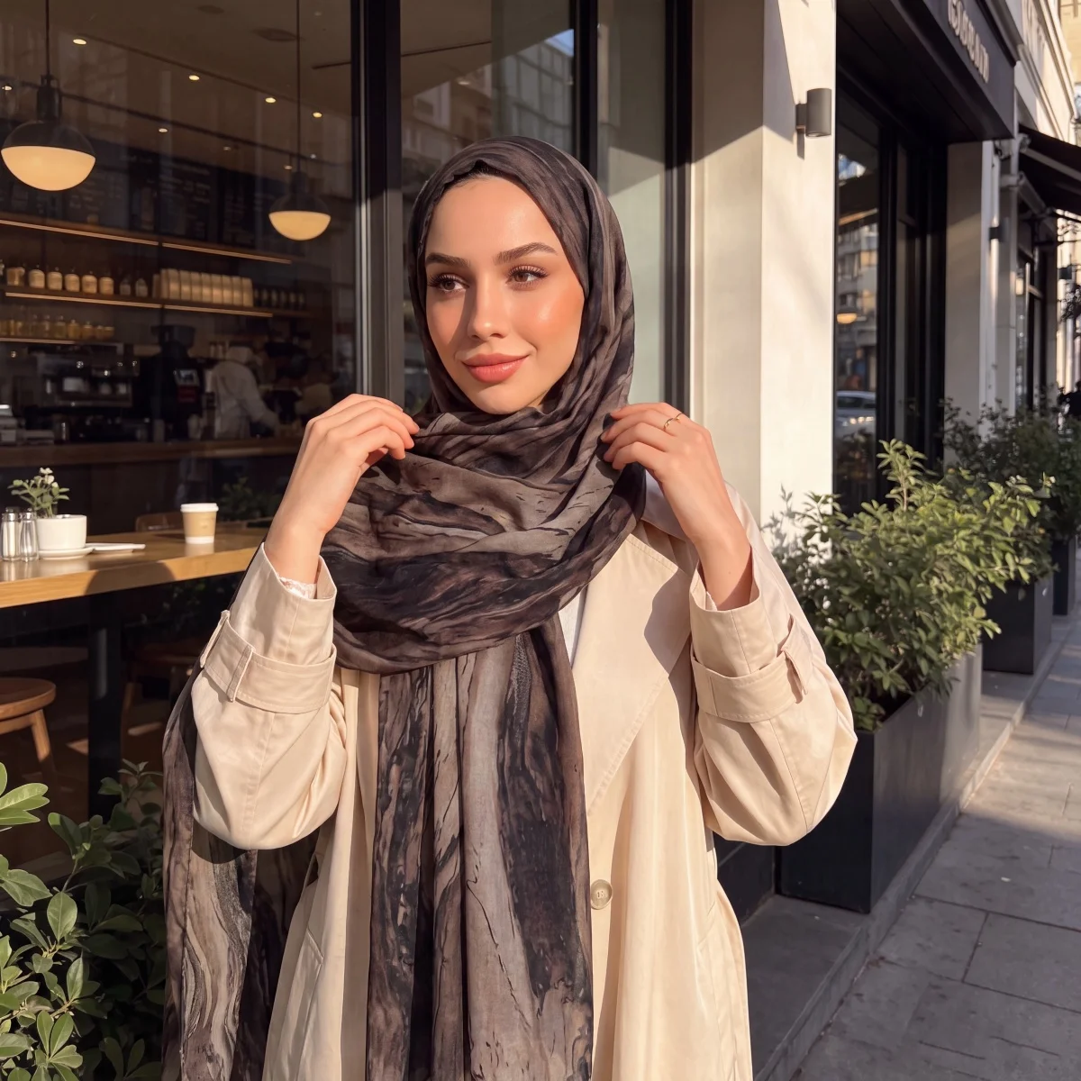 Bandana Fashion Scarf Pashmina 2026 Hijab Shawl Wrap For Garden Tea Anniversary Event Retro Botanical Weave Silky