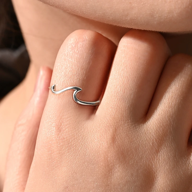 Open Ended 925 Sterling Silver Round Zircon&Sunflower&Bee&Fried Dough Twists&star Moon Ring Ladies Shining Jewelry