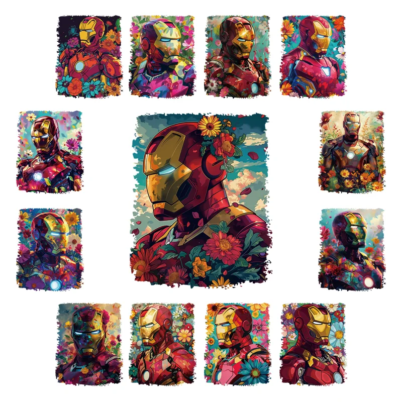 Marvel Iron Man stripes appliques Iron on patches DIY Sewing for children self-adhesive vinyl stickers