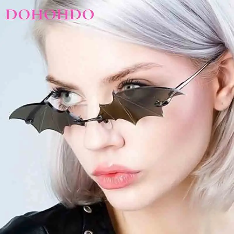 

Fashion Luxury Brand Design Frameless Bat Sunglasses Men Women Trendy Hip Hop Funny Party Sun Glasses Oculos De Sol Gafas UV400