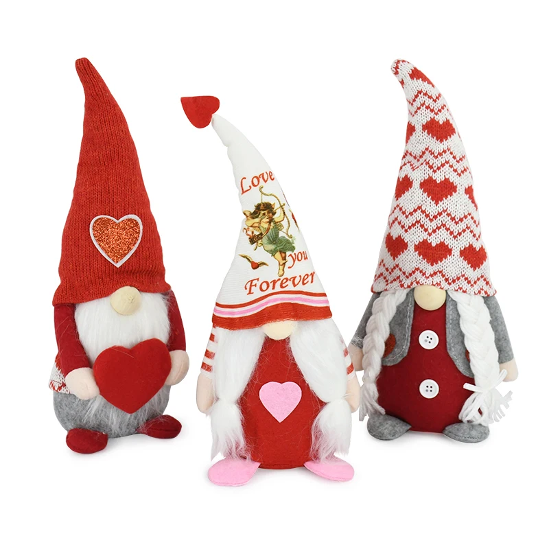 Plush Gnome Dolls Valentine's Day Decorations Handmade Craft Tomte Gnome Dwarf Doll Faceless Doll Decorations Props Kids Gift