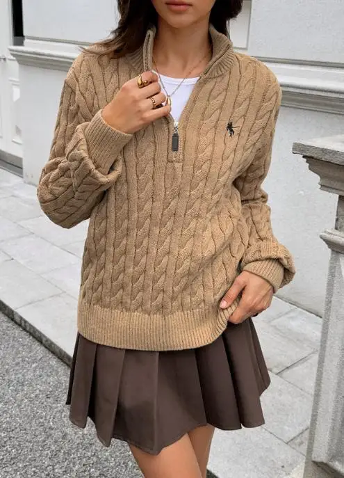 

Women's Sweater 2025 Autumn/winter Vacation High Collar Zipper Jacket Sweater Fashionable Casual Loose and Comfortable Sweater