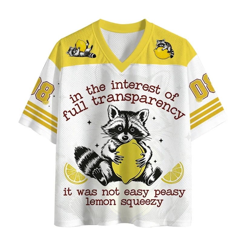 

2026 New Casual Fashion Trend Raccoon Super Love Lemon Quick Drying Sports T-shirt