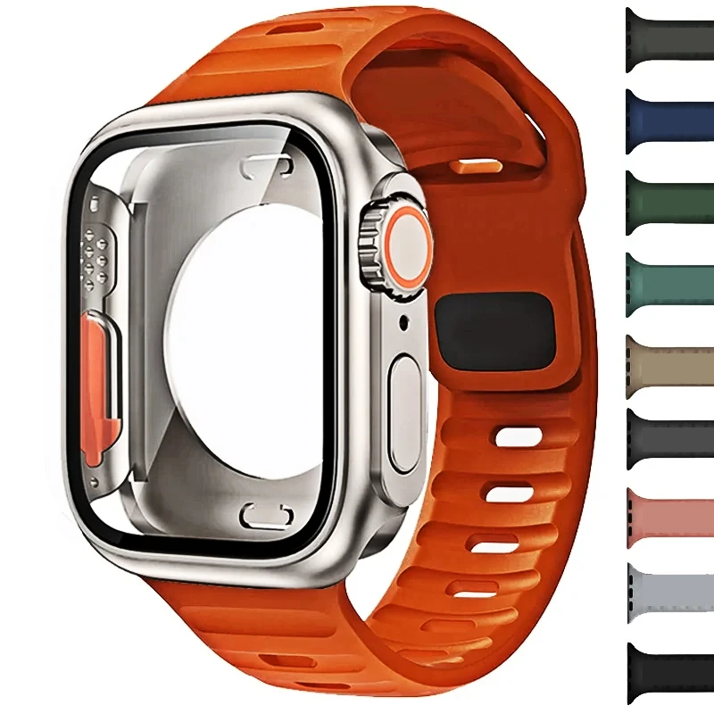 Etui + pasek do Apple Watch Band 45 mm 44 mm 41 mm 42 40 mm Inteligentna silikonowa bransoletka Iwatch Series 3 4 5 6 Se 7 8 9 Zmień do Ultra Case