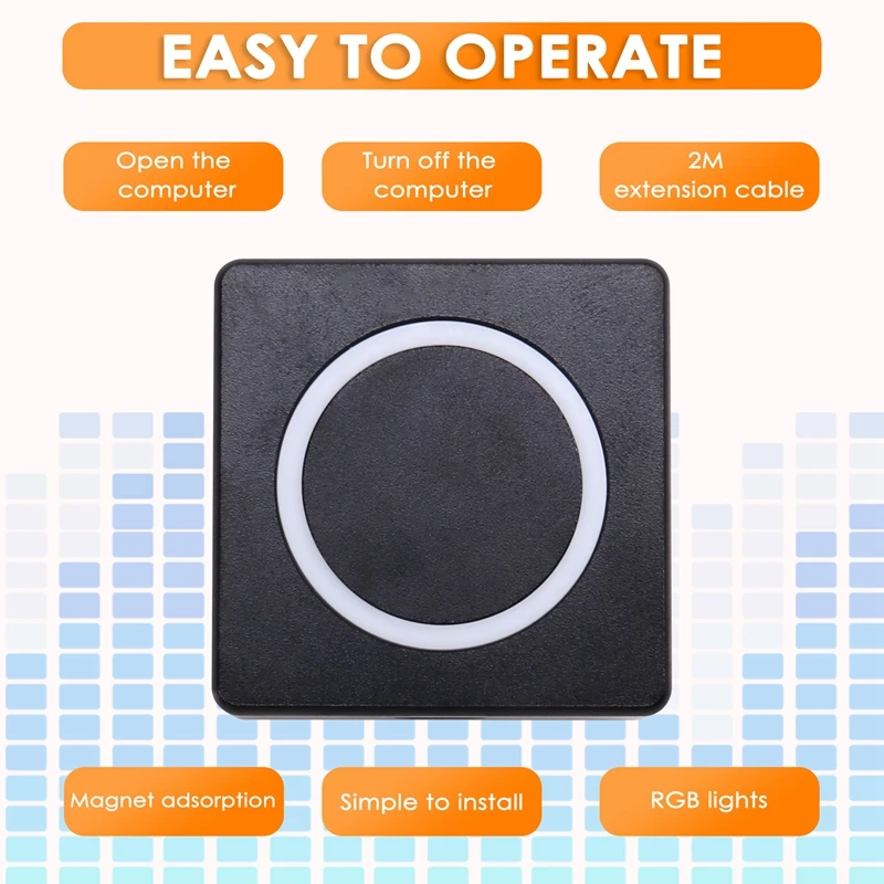 PC Power Button Desktop Power Switch PC External Start Power On/Off Button Magnetic Self-Reset Button Metal Shell RGB