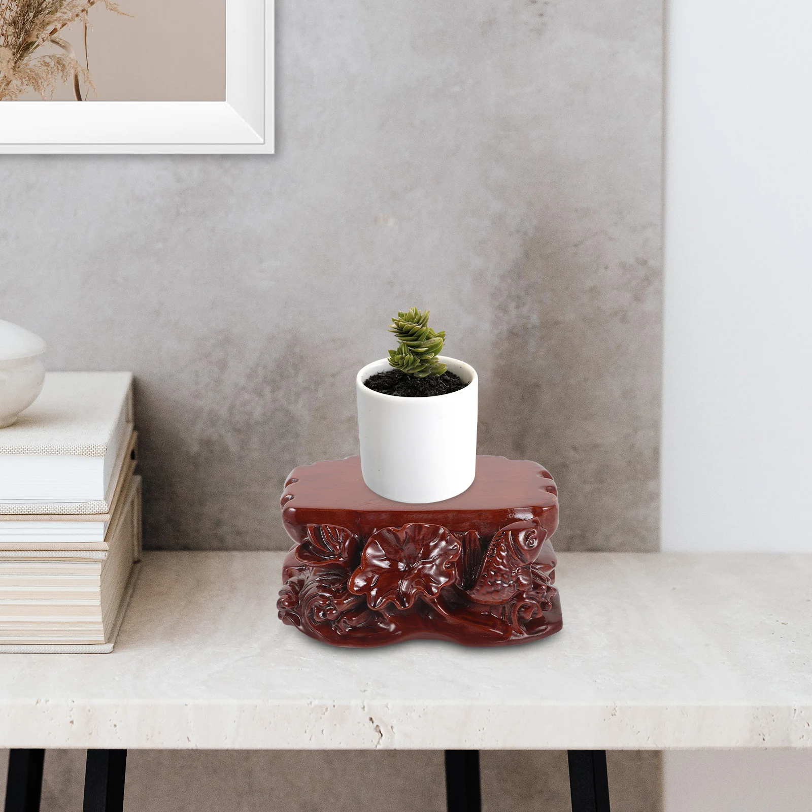 

1Pcs Unique Solid Wood Riser Pedestal Stand for Buddha Statue and Floral Arrangements