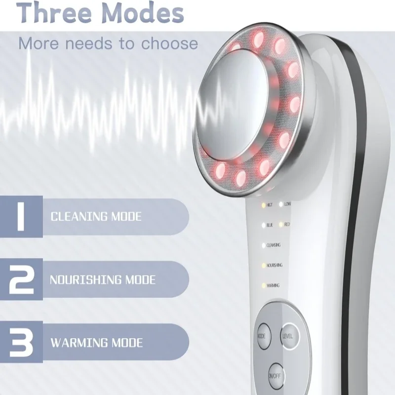 Dispositivo de beleza facial de microcorrente 7 em 1, elevador ems, massageador de olhos, lifting facial, antirrugas, led, fóton, cuidados com a pele multifuncional