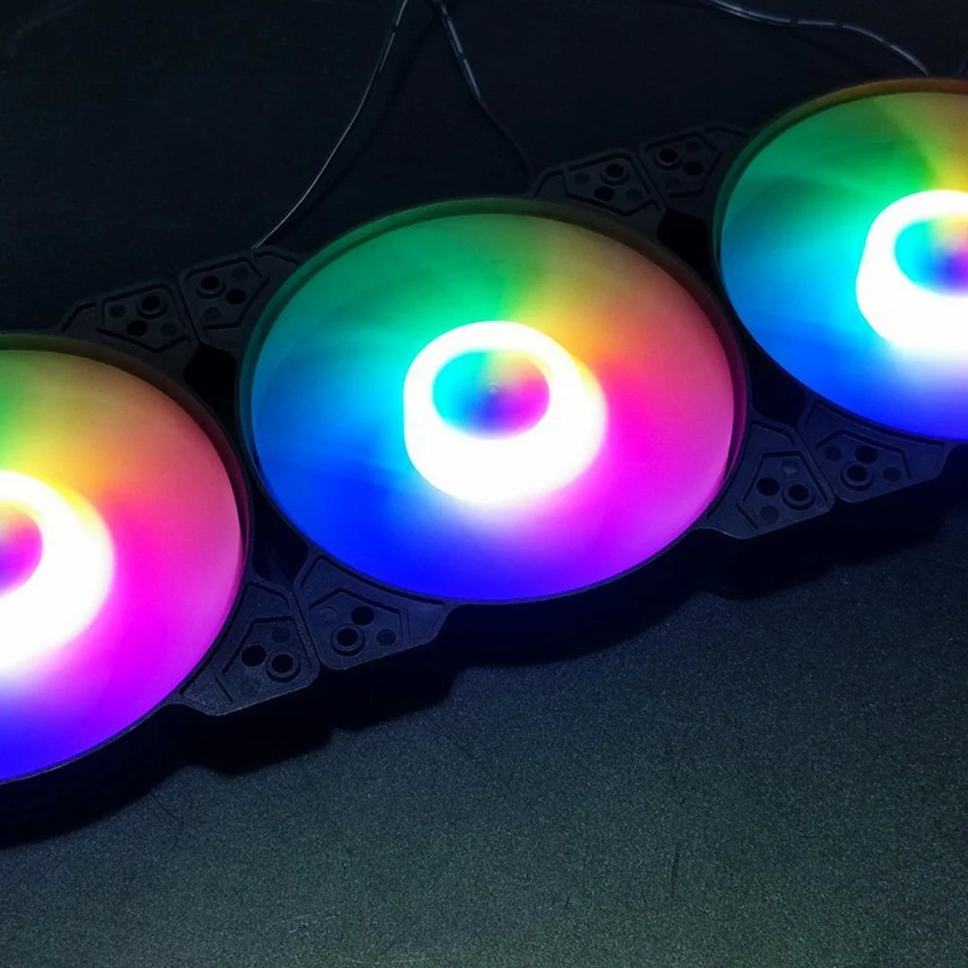 12CM LED Case Fan for PC, Ultra-Quiet Cooling Fan with 4-Pin Connector, Colorful Rainbow Lighting, Desktop Computer Cooling Fan image 5