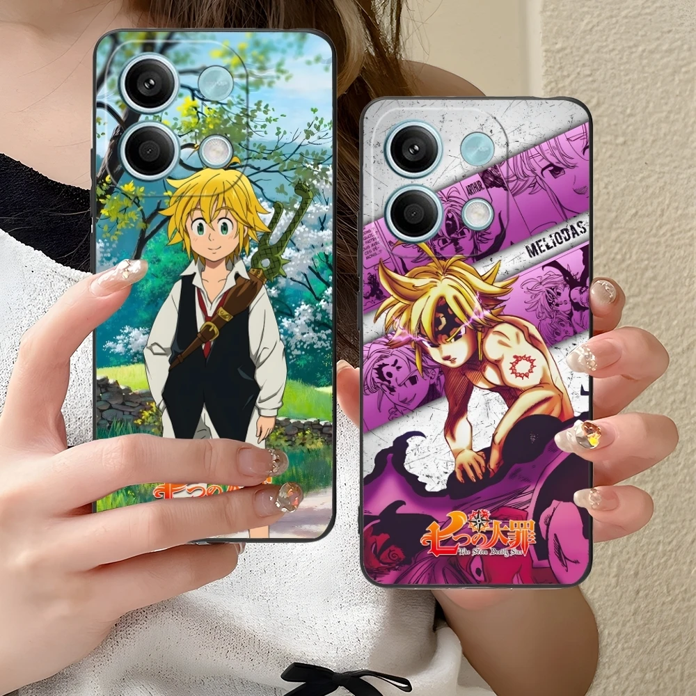 Seven Deadly Sins Meliodas Cell Phone Case for Xiaomi Redmi 14 13 13C 12 12C 10 10C A1 A2 A3 Plus 5G Black Phone Cover Shell