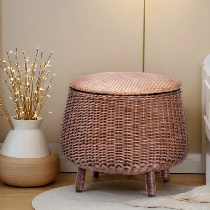 

Shoe changing stool at the entrance, rattan weaving household roundreative