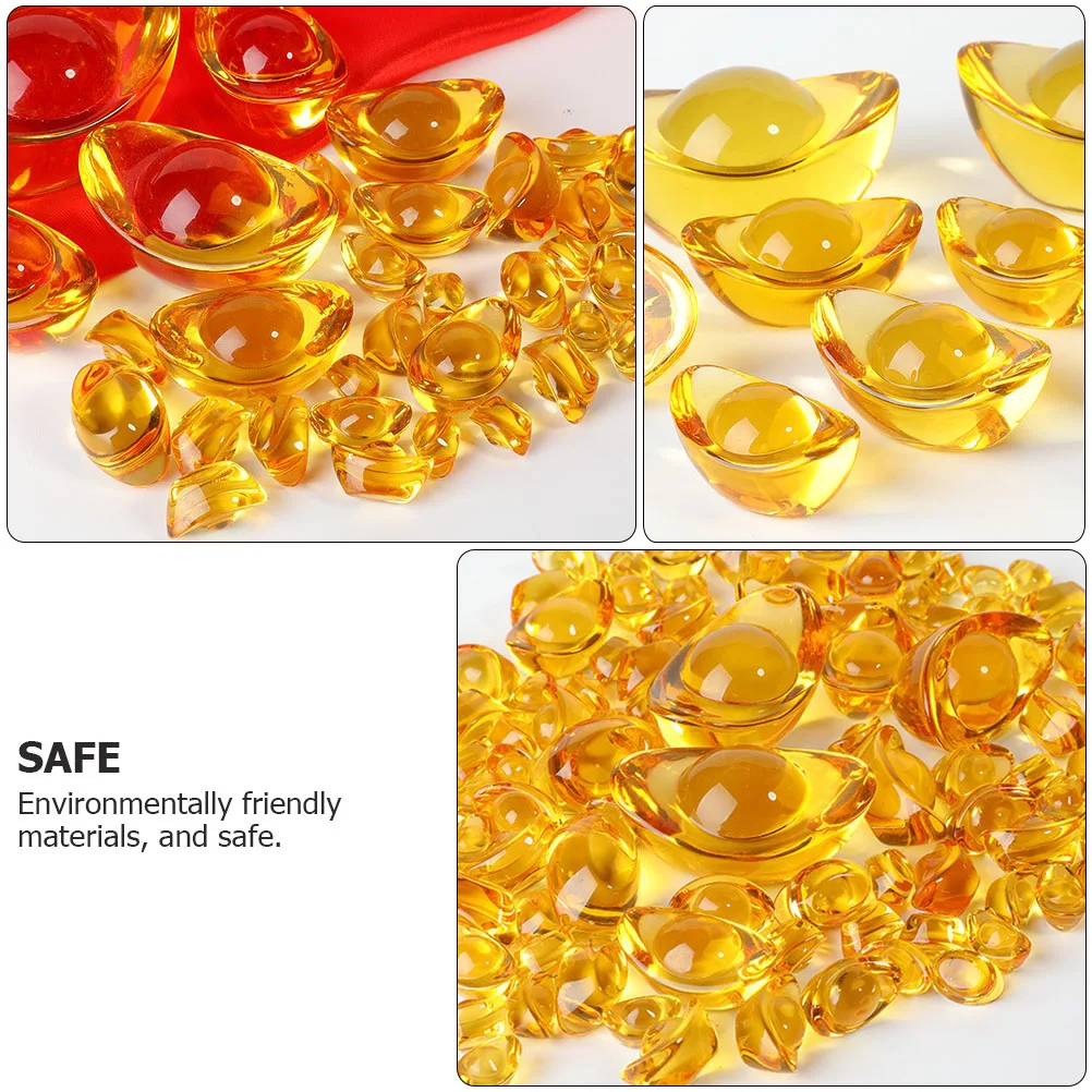 

4 Pcs Decorative Gold Ingot Ornament Decoration Dashboard Decorations