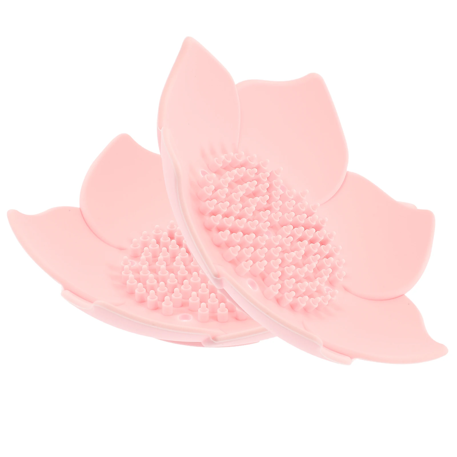 

2 Pcs Soap Case Silicone Dish Flower Shape Holder Holders Pink Self-draining Child
