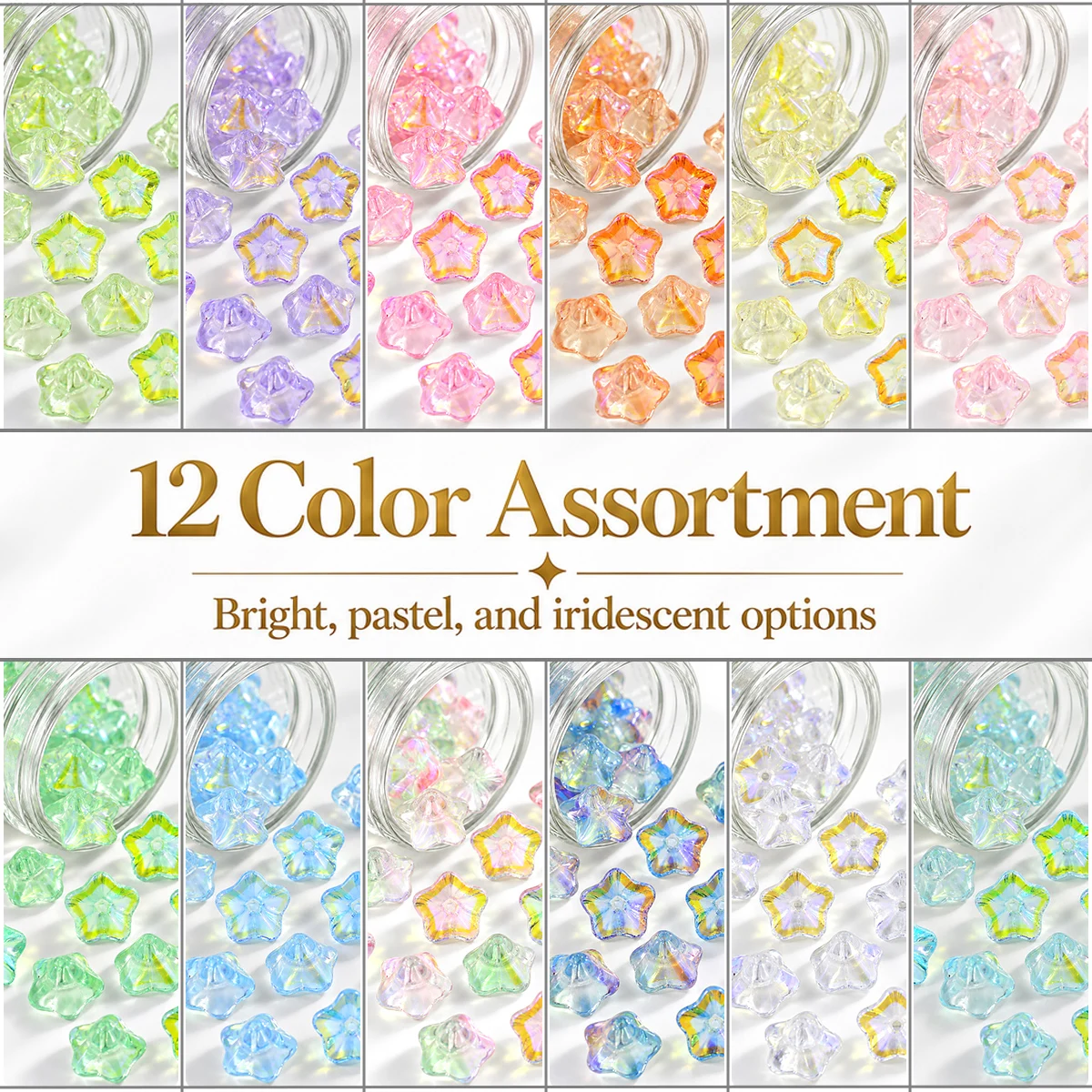 8x13mm 20pcs Glass Electroplated AB Iridescent Trumpet Flower Shaped Beads Loose Beads for Jewelry Making DIY Bracelet Necklace