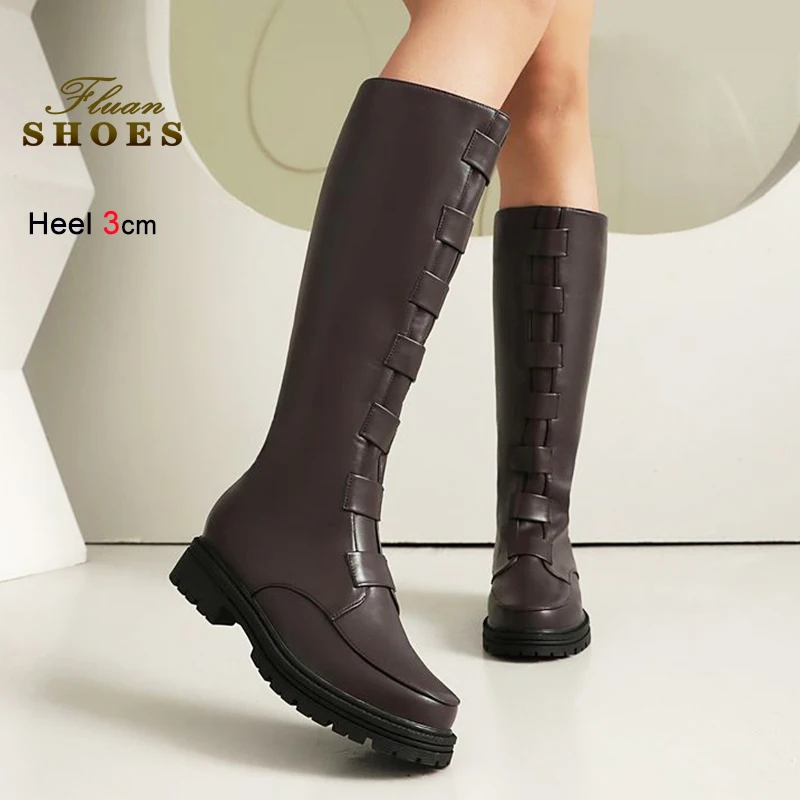 

Plus Size Spring Autumn Round Toe Low Heel High Boots For Women Winter Long Boots Unisex 3CM Fashion Casual Shoes Botas De Mujer