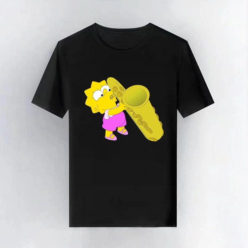Camiseta familiar perezosa con patrón de Los Simpson de Disney, camiseta holgada de verano para niños, blusas de moda para hombres, regalo para mujer, camiseta informal blanca