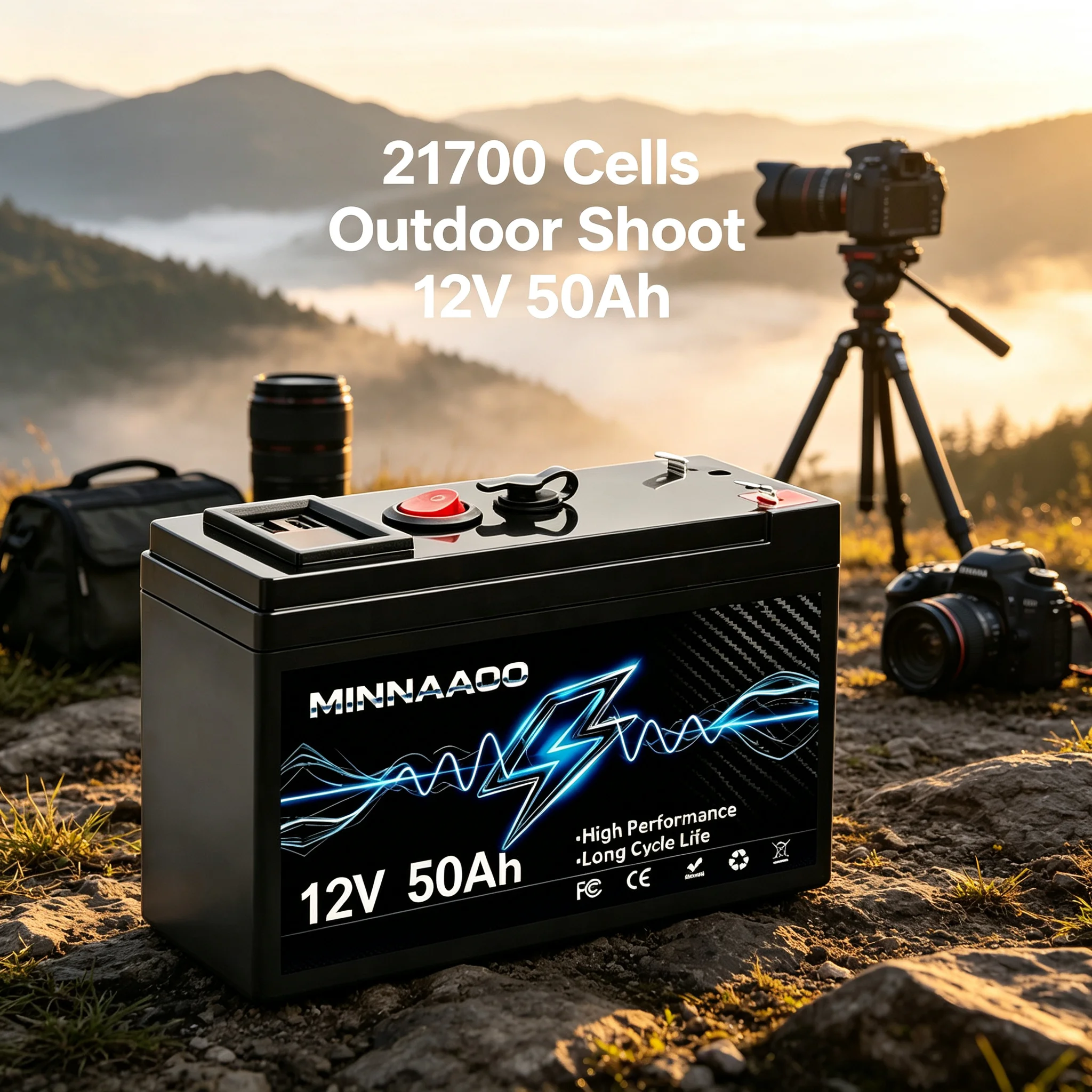 Intelligentes Management-BMS ausgestatteter 12V 50Ah LiFePO4-Batteriepack mit 21700-Zellen, wiederaufladbar für Off-Grid-Solaranlagen, Marine, Yachten, Wohnmobile und Camping.