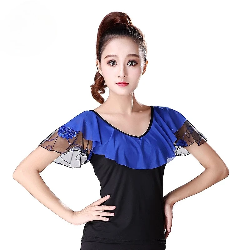 

Женское платье для латинских танцев по индивидуальному заказу, топ для современного танца, платье для бальных танцев, тренировочный наряд, топ с короткими рукавами, костюм