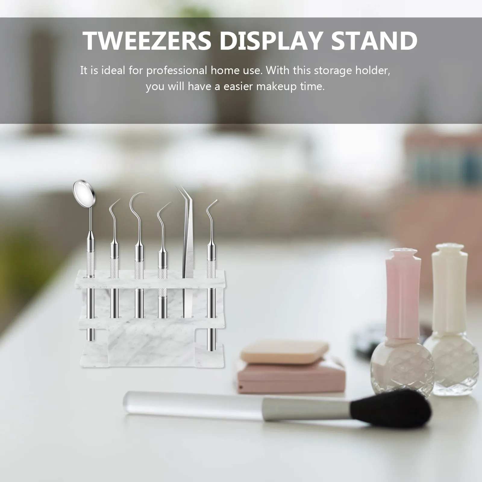 Tweezers Display Rack Acrylic Eyelash Extension Organizer 6-Slot Tweezers Holder Stand for Professional Home Use Makeup Storage