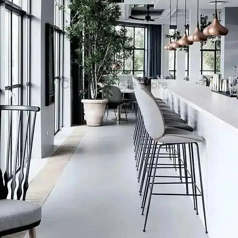 

Bar Chair Modern Minimalist Gold Backrests High Footed Stools Velvet Cloth Household Leisure Bar Chairs Home Furniture