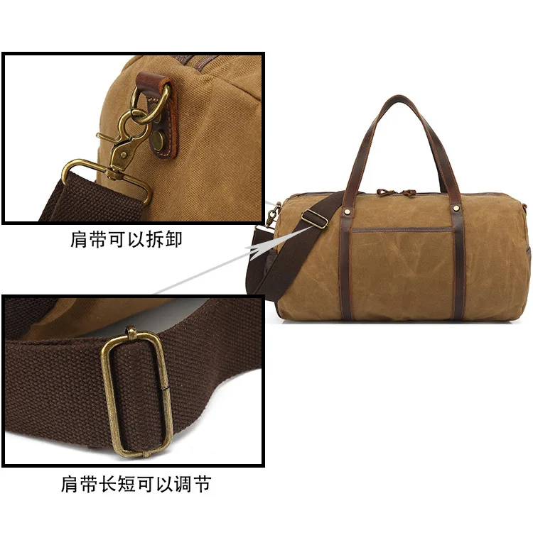 Wear-resistant retro-oil wax canvas travel retro outdoor one-shoulder duffel bag