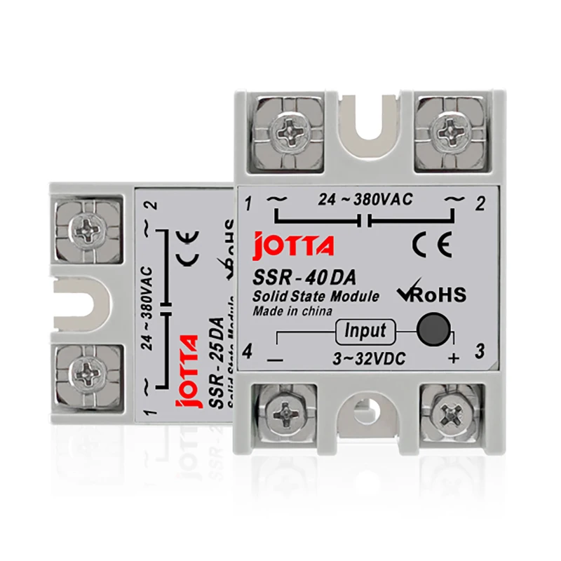 SSR-10DA/25DA/ 40DA DC Control AC  White Shell Single Phase Solid State Relay Without Plastic Cover