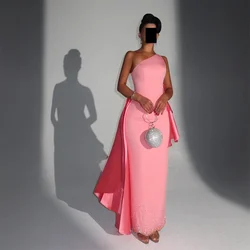 ROYET Pleat Mermaid One Shoulder Sleeveless Formal Evening Dress Ankle Length Sweep Train Elegant Long Prom Gown New 2024
