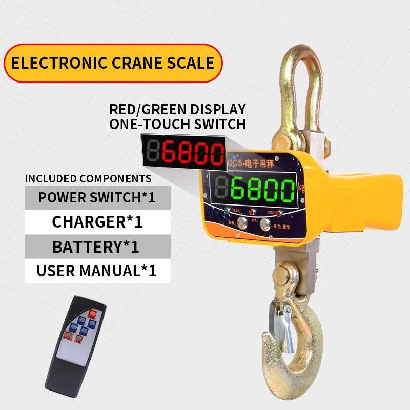 Electronic Crane Scale 5T 3T 10T Capacity High Precision Wireless Hook Scale One Click Display Switch