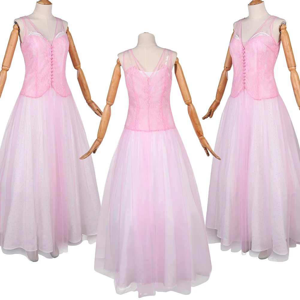 تمويه شريرة ​ 2 Glinda فستان رقص وردي معطف شبكي تنورة بيضاء مجموعة ملابس أزياء الهالوين كرنفال حفلة النساء