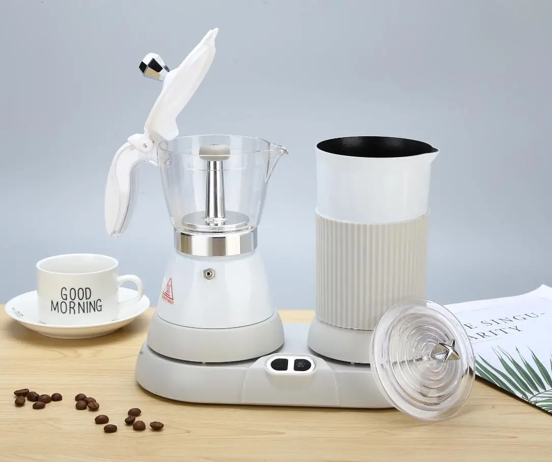 Máquina de café elétrica italiana, automática, para casa, espuma de leite, extrato lento, moka italiano, mini cafeteira