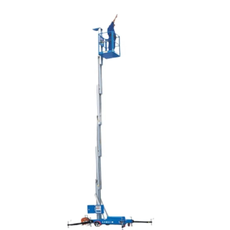 10m Mobile Portable Aluminum Self-propelled Single Mast Lift Vertical Man Mast Lift Platform Aluminum Scaffold with Wheels